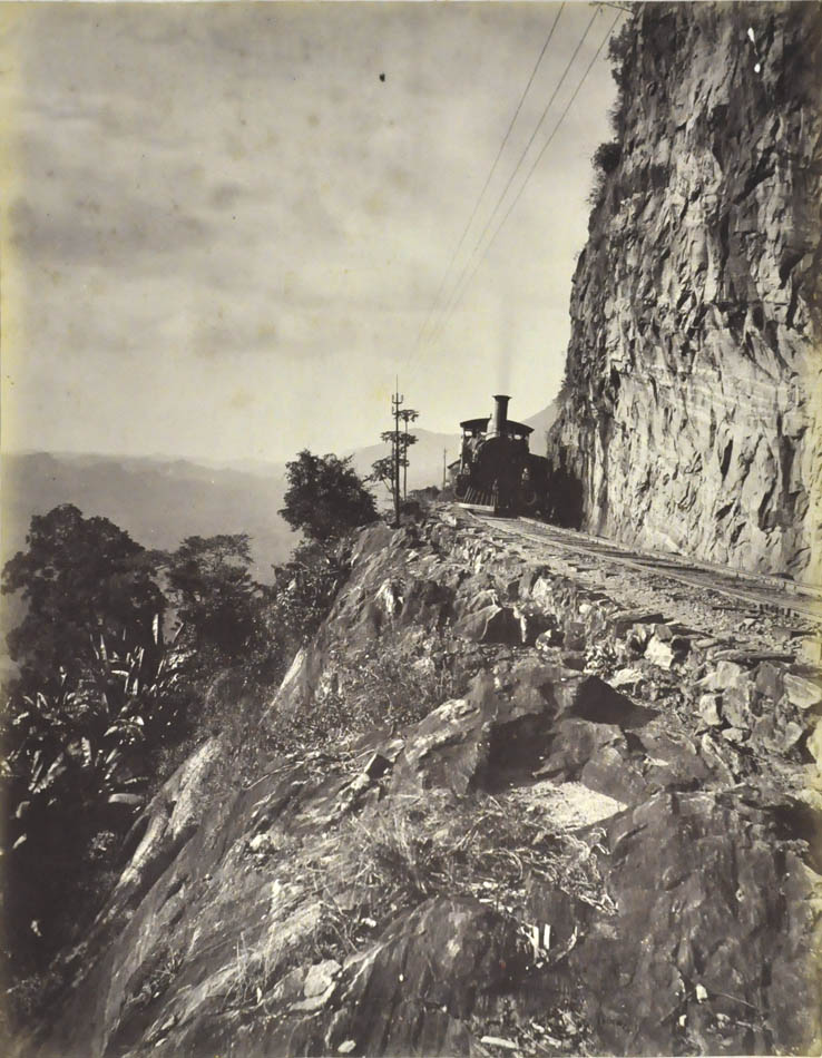 Sensation Rock. On the railway line to Kandy, Ceylon.
