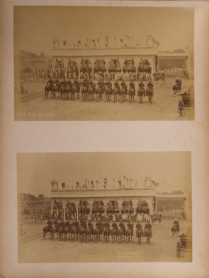 Photographic album depicting the diverse places and peoples of Northern India from c.1880, containing 126 total prints, some signed by Fry and Rahn Company.