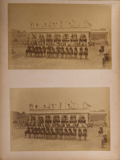 Photographic album depicting the diverse places and peoples of Northern India from c.1880, containing 126 total prints, some signed by Fry and Rahn Company.