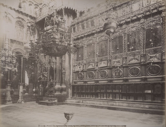 An albumen print by Felix Bonfils showing the bsailica of a Greek Cathedral.
