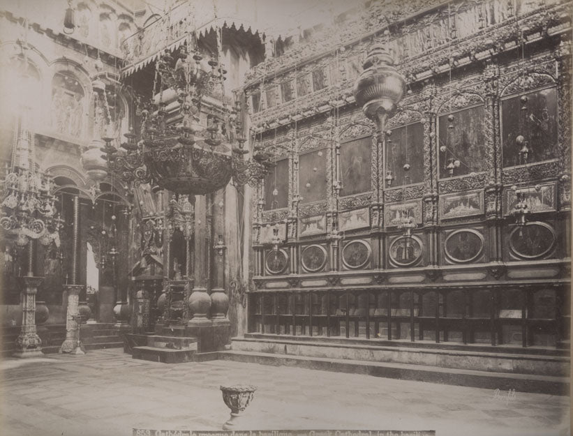 An albumen print by Felix Bonfils showing the bsailica of a Greek Cathedral.