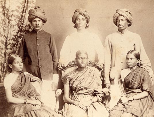Three school boys and three school girls, Madras.