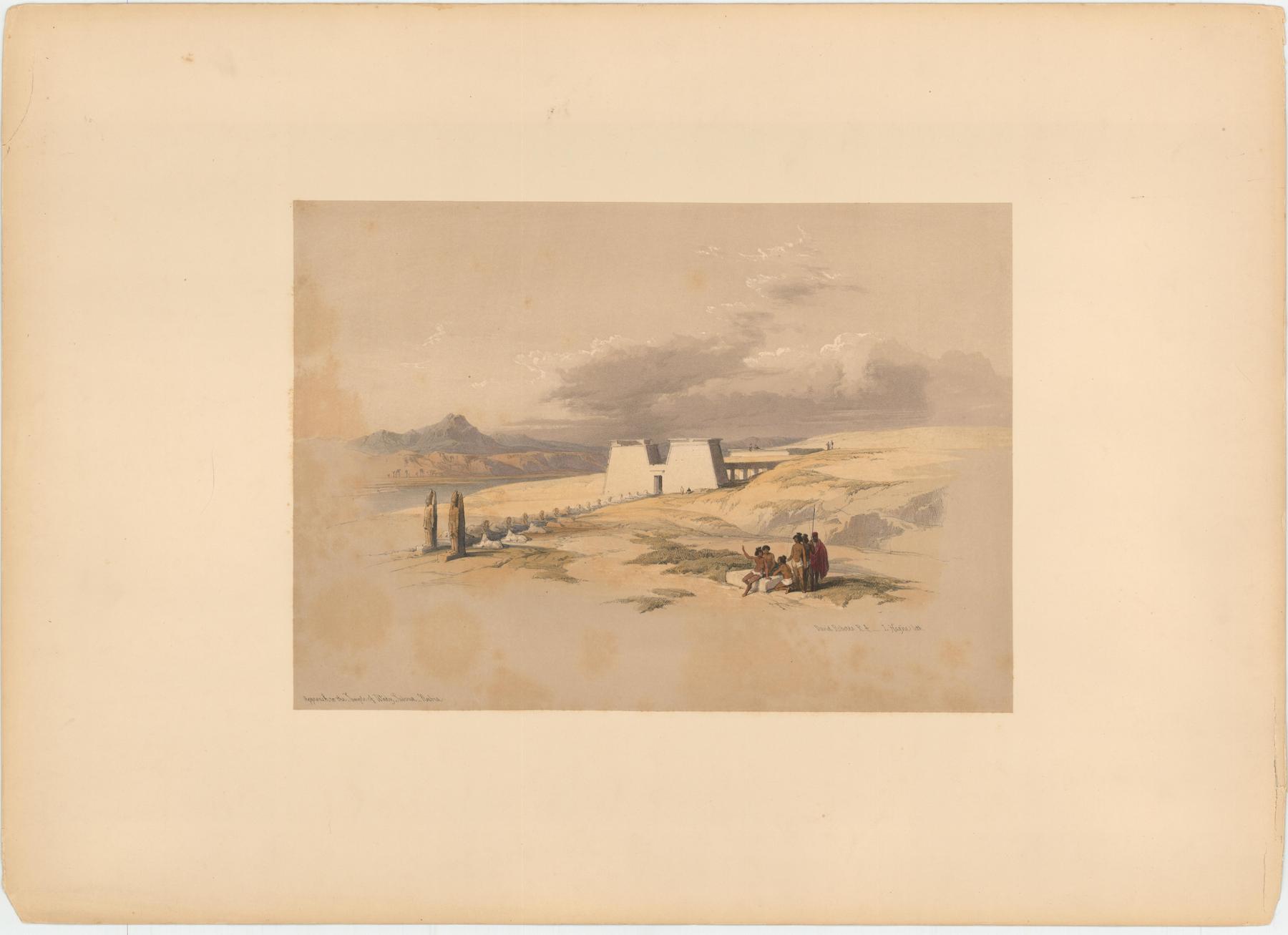 Original hand-coloured lithograph on fine paper mounted on card as issued from the subscription edition of Roberts' 'Egypt'. 