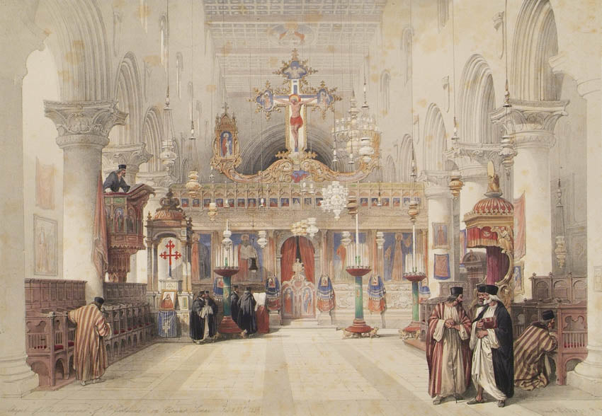 Original hand-coloured lithograph on fine paper mounted on card as issued from the subscription edition of Roberts' 'Egypt',