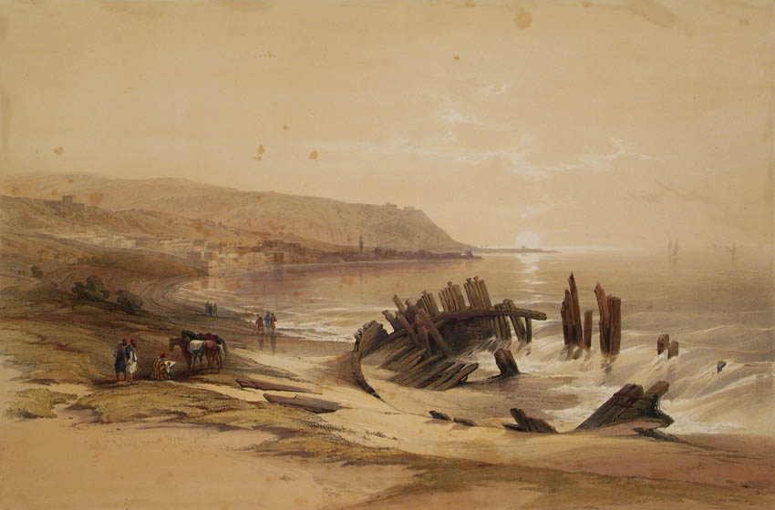 Original hand-coloured lithograph on fine paper mounted on card as issued from the subscription edition of Roberts' 'Holy Land'.