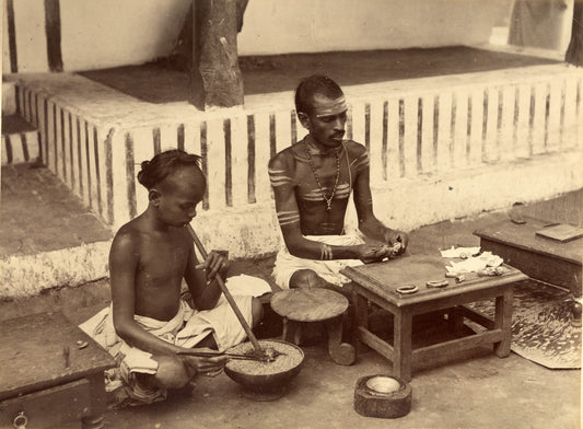 Silversmiths at work, Ceylon..