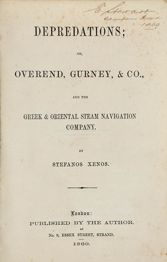 Exnos developed a successful shipping agency but eventually ended in bankruptcy in 1876.  He provides an interesting glimpse of a Greek business in London.