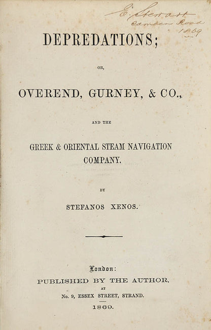 Exnos developed a successful shipping agency but eventually ended in bankruptcy in 1876.  He provides an interesting glimpse of a Greek business in London.