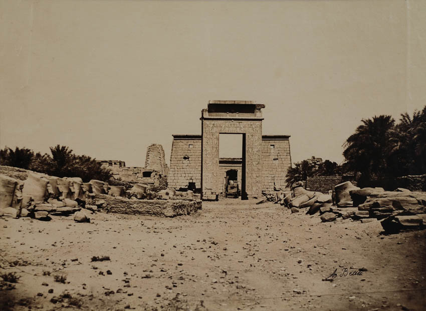[Entrance to the Temple of Khonsu at Karnak].