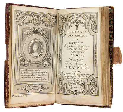 Attractive 18th century French almanack, with engraved portrait of dedicatee Marie-Antoinette, binding incorporating cartographic & astronomic elements.