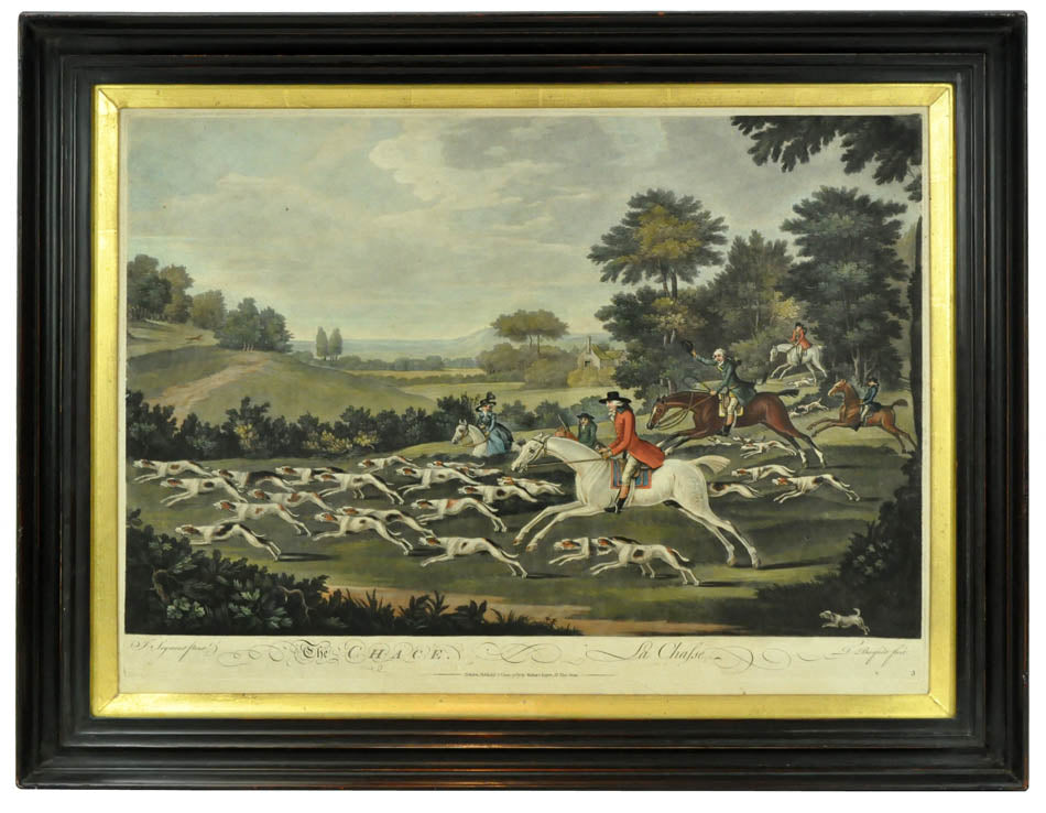 Engravings with mezzotint, fine original hand-colour, fine impressions with margins.