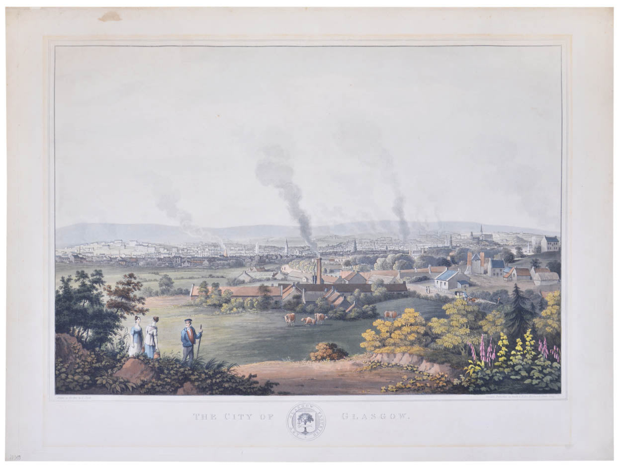 Hand-coloured aquatint, 'drawn on the spot by I. Clark'. 