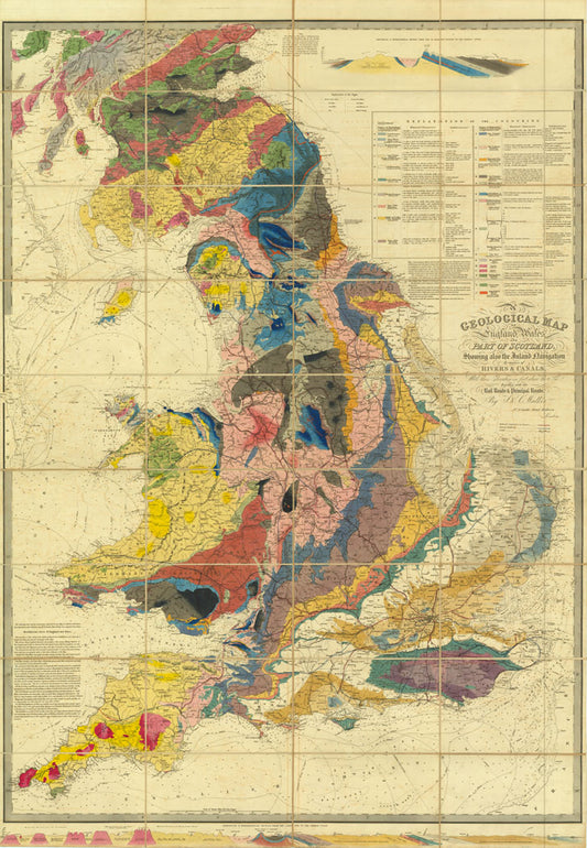 Important and much reprinted geological wall-map of England and Wales. 