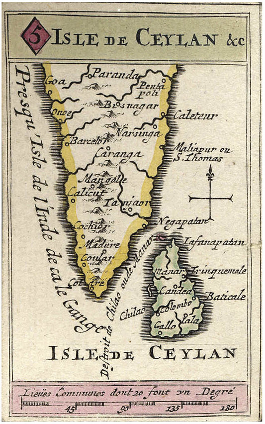 A wonderful cartographic playing card in fine original colour by the Amsterdam-based map publisher established by Pieter Mortier in 1685.