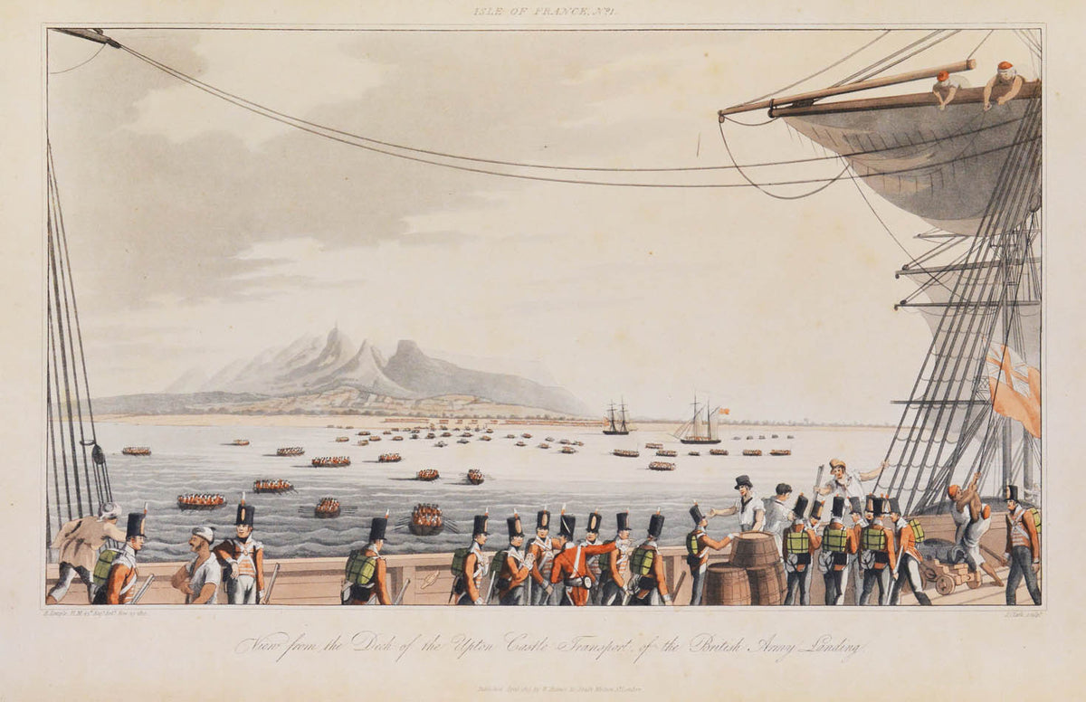 First edition of Eight Views, of the Mauritius by Richard Temple, a scarce set of prints depiction the British Invasion of Mauritius.