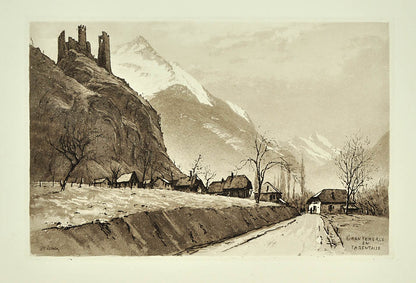 One of 360 copies on BFK Rives, including illustrations of views of Miolans Castle, Albertville, Conflans, Val d'Isere, Tignes and Mont Blanc.