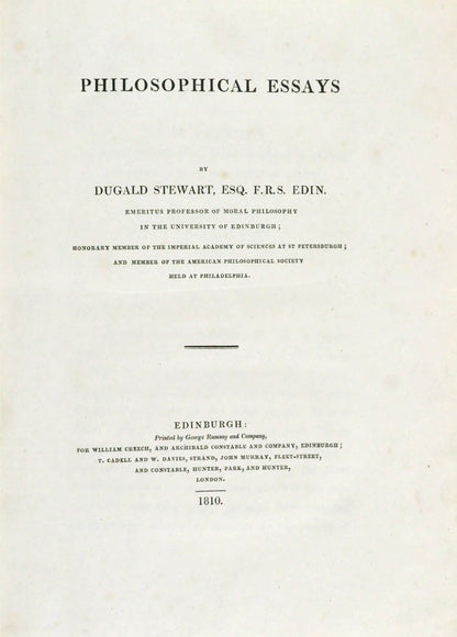 A very good copy of the first edition of this key work by a prominent representative of the Scottish Enlinghtenment, bound in contemporary half calf.