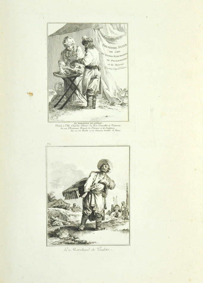 Russian life and costumes. A fine example of these beautiful engravings, here in the rare folio verson, entirely uncut. 