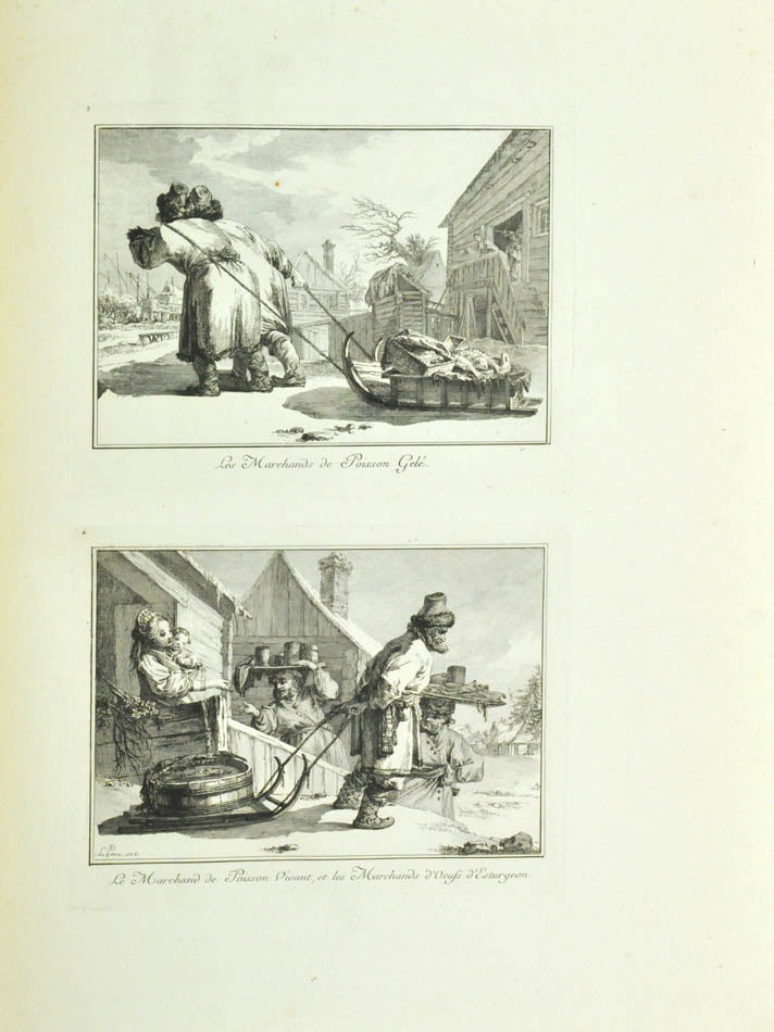 Russian life and costumes. A fine example of these beautiful engravings, here in the rare folio verson, entirely uncut. 