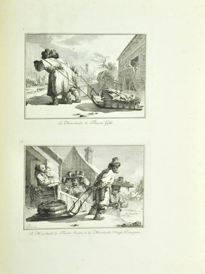 Russian life and costumes. A fine example of these beautiful engravings, here in the rare folio verson, entirely uncut. 