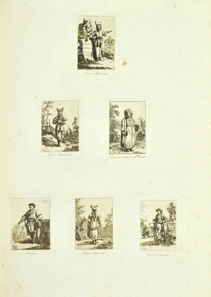 Russian life and costumes. A fine example of these beautiful engravings, here in the rare folio verson, entirely uncut. 