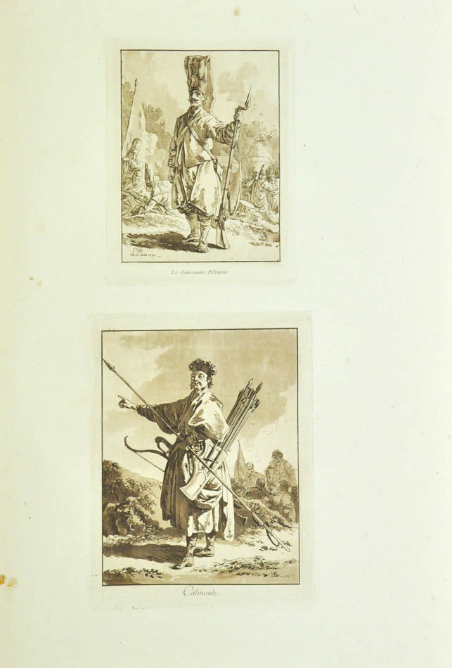 Russian life and costumes. A fine example of these beautiful engravings, here in the rare folio verson, entirely uncut. 