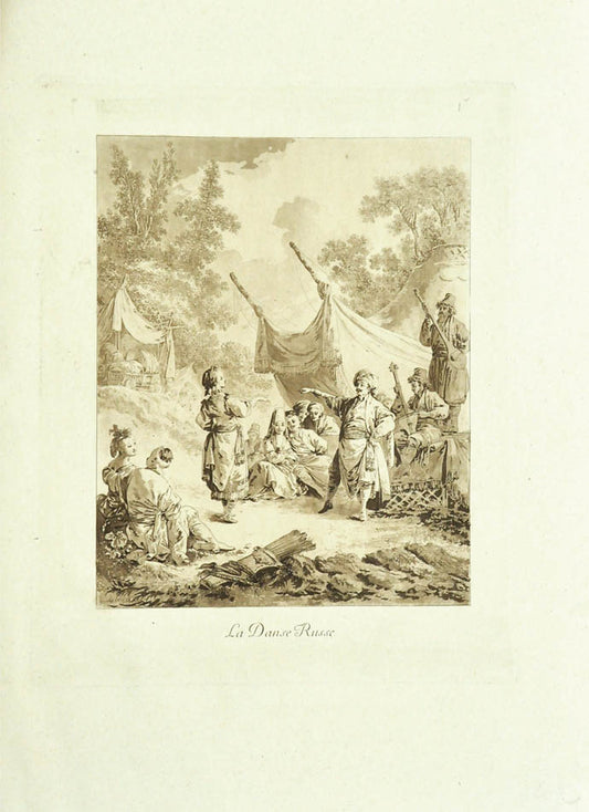 Russian life and costumes. A fine example of these beautiful engravings, here in the rare folio verson, entirely uncut. 