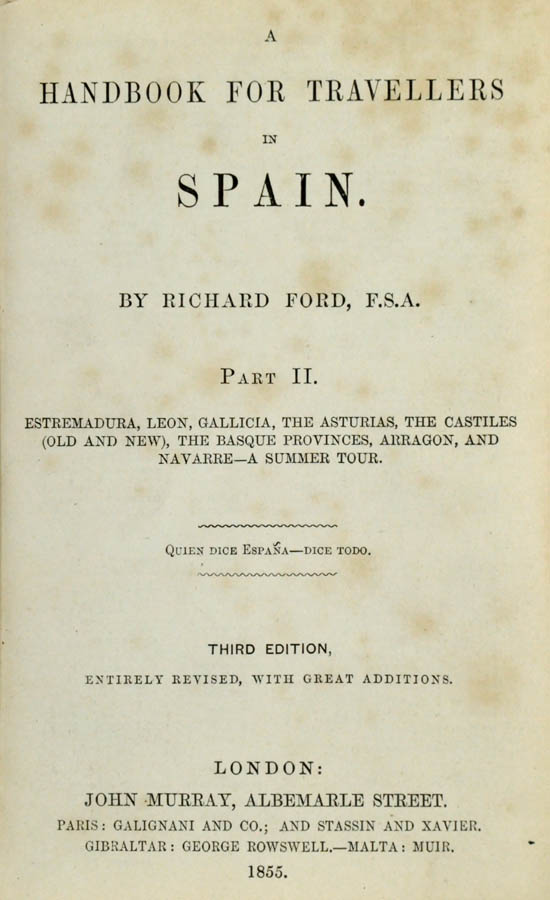Part II only of the last edition prepared by Richard Ford himself. 
