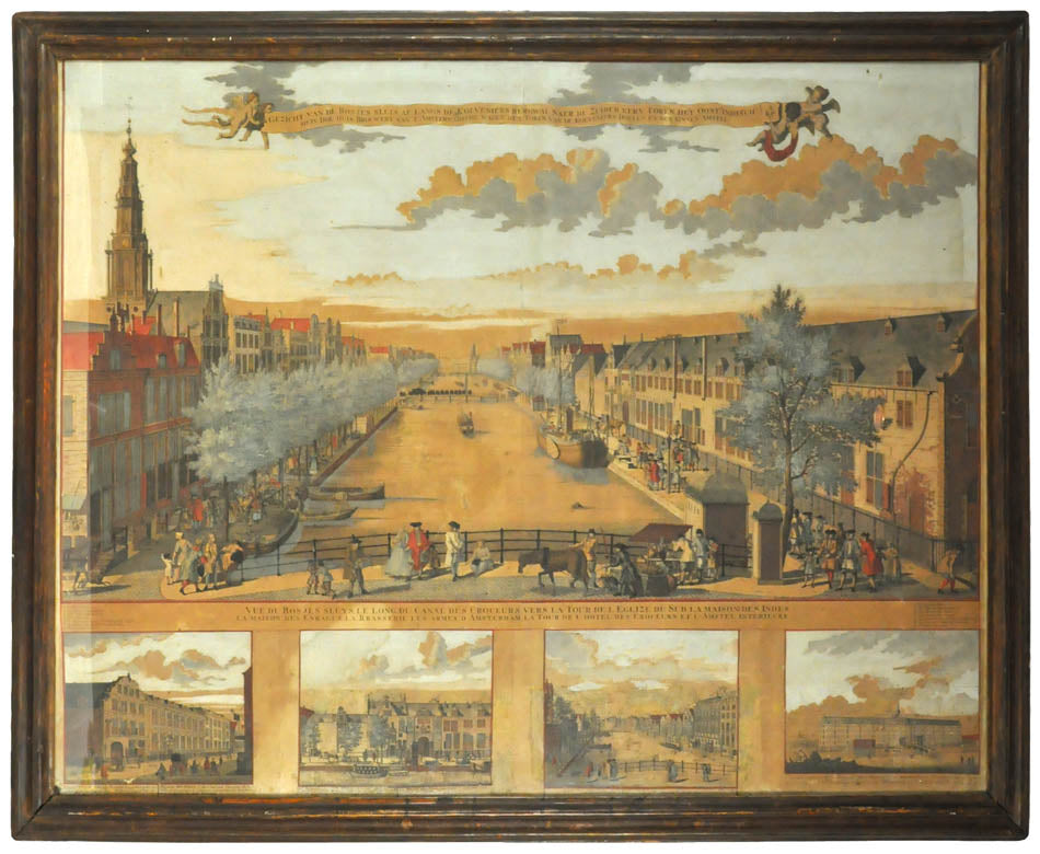 Three large engraved views, each on  2 sheets joined with 4 inset views below