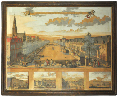 Three large engraved views, each on  2 sheets joined with 4 inset views below
