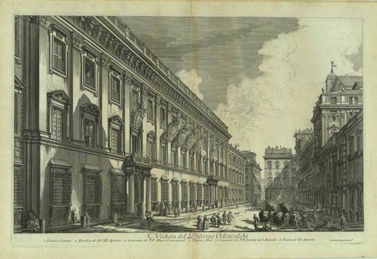 Etching with engraving for the "Veduta di Roma", 41 x 62cm., The Palazzo Odescalchi, or Chigi-Odescalchi, can be found in the Piazza Santi Apostoli.
