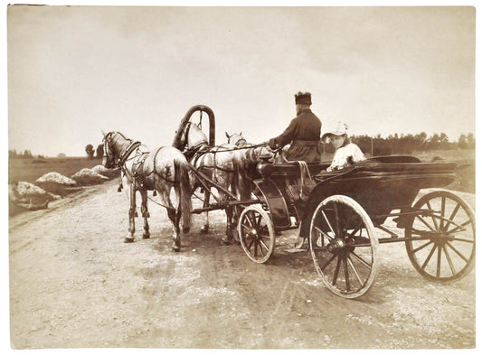 A fine albumen print of a troika by Aleksey Sergeevich Mazurin, circa 1880.