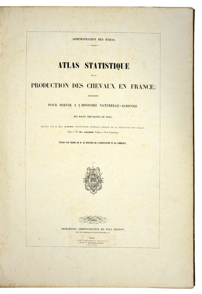 Impressive and uncommon work on French horse breeding at the beginning of Napoleon III's reign -the first edition well bound.