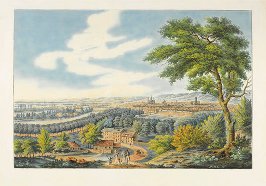 Lyons in the first part of the 19th century: a large line-engraving with fine contemporary hand-colour.<br />