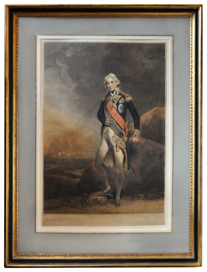Four mezzotints printed in colours of:  Horation Nelson; Lieutenant General Hay Macdowall; John Hope, 4th Earl of Hopetoun and Colonel Banastre Tarleton.