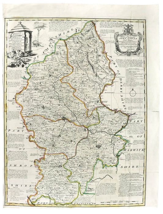 An improved map of the County of Stafford divided into its hundreds.