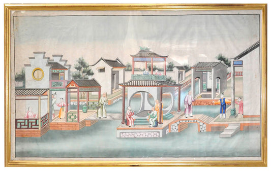 watercolours of Chinese scenes, presumably executed for the Western market by an anonymous master and depicting internal and external views of a house