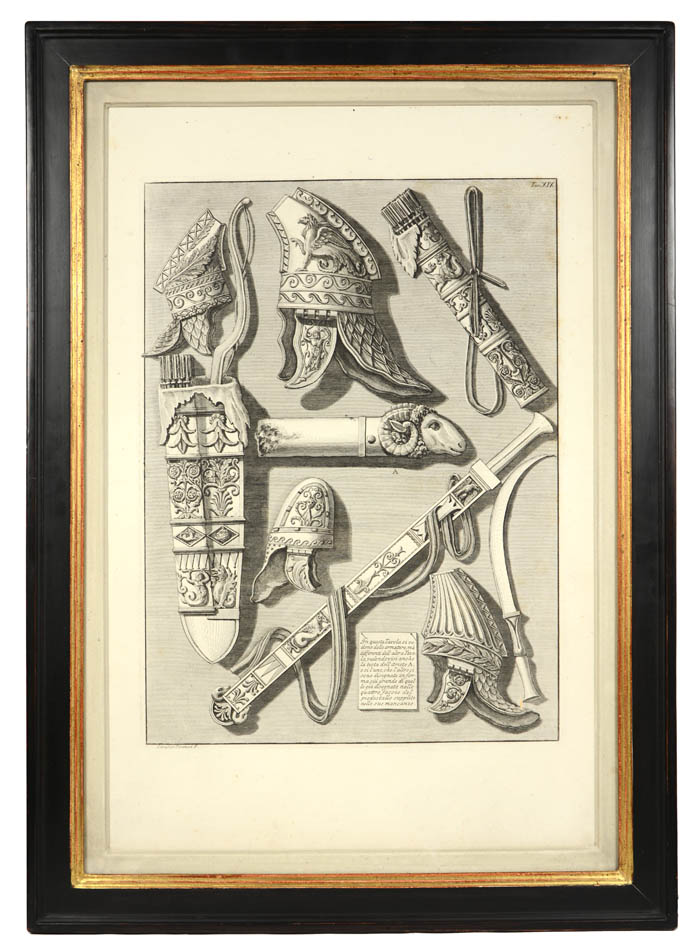 Group of six etchings from 'Vasi' by Giovanni Piranesi, printed in Rome in 1791.