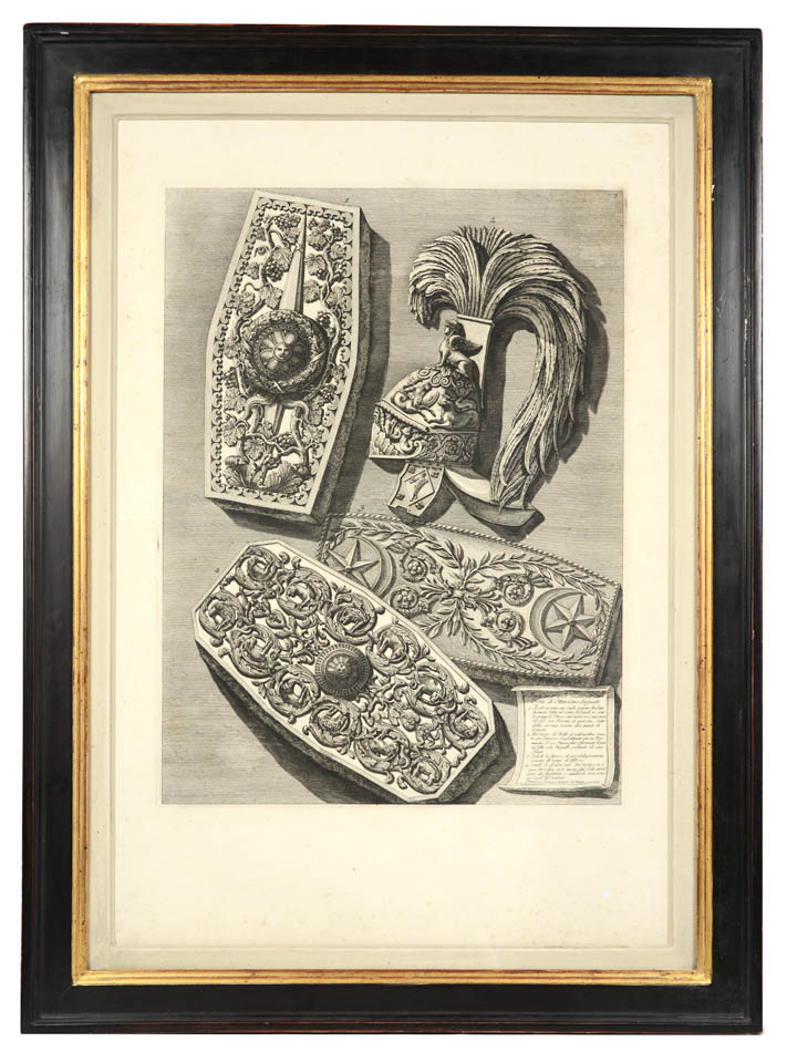 Group of six etchings from 'Vasi' by Giovanni Piranesi, printed in Rome in 1791.