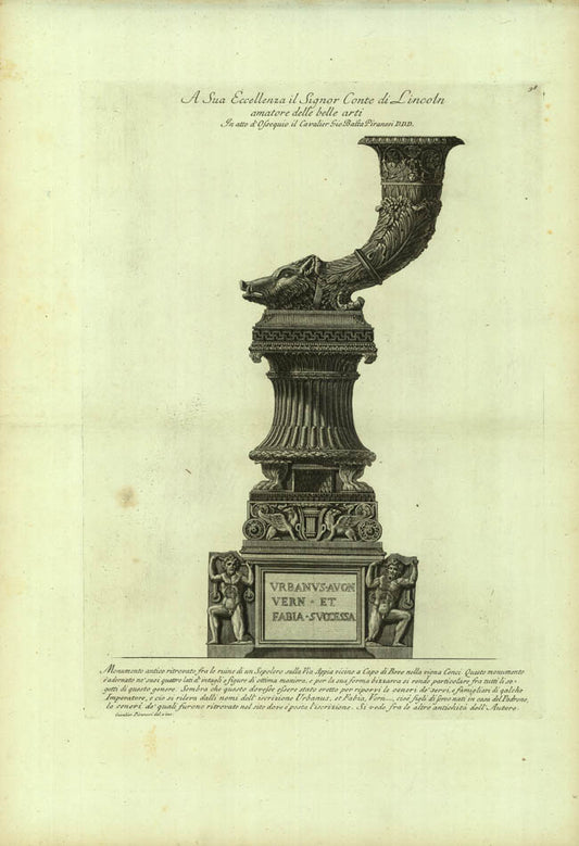 piranesi giovanni battista vasi candelabri cippi sarcofagi tripodi lucerne ed ornamenti antichi disegni  1791 etching trofeo di ottaviano augusto