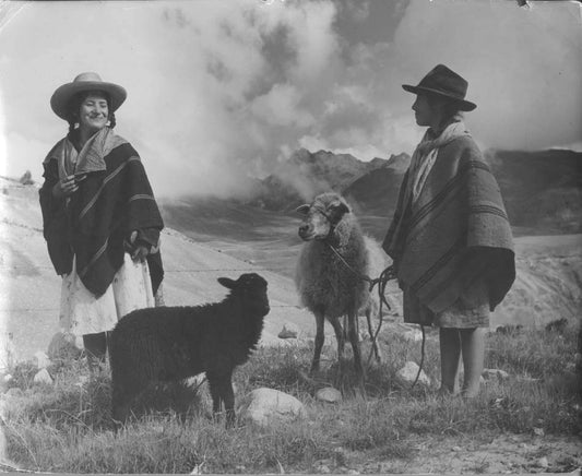 Peasant women dressed in the typical costume worn in the Andes, Venezuela.
