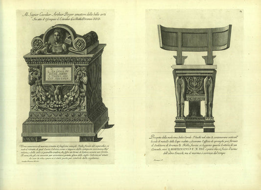 issued asplates from 1768, first appearing in bound form in 1778 as 'Vasi Candelabri Cippi Sarcofagi', probably compiled by Francesco Piranesi 