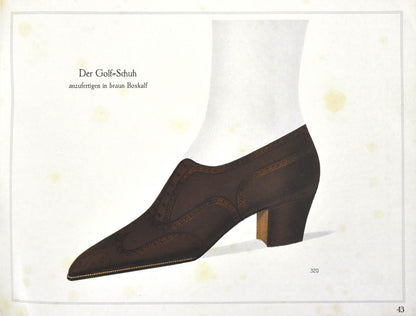 This unusual album of shoe designs contains designs for both men and women; 25 chromolithographed plates. A very attractive collection.