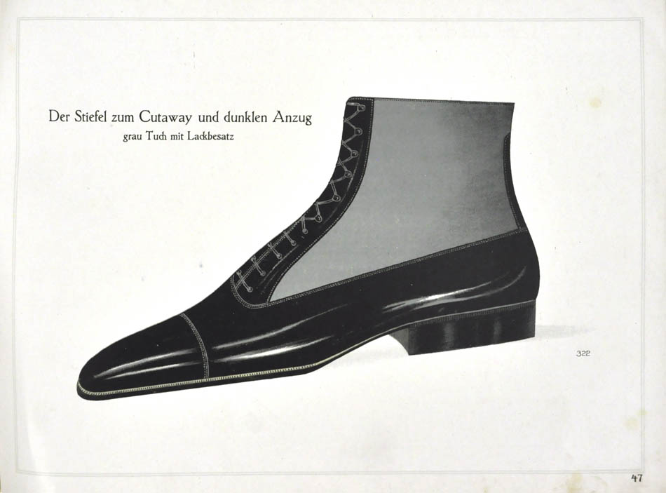 This unusual album of shoe designs contains designs for both men and women; 25 chromolithographed plates. A very attractive collection.