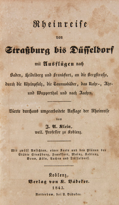 In this fourth edition of Baedeker's Rheinreise, Professor Klein is still mentioned as the author on the title-page and on the spine. 