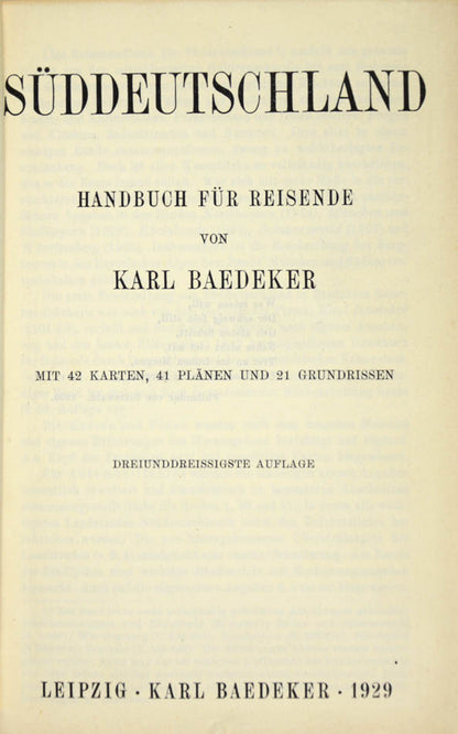 thirty-third edition of Baedeker's Suddeutschland, published in 1929.