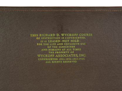 The subscribers edition of this rare and important manual for trading by Richard Wyckoff, one of the legends of Wall Street.