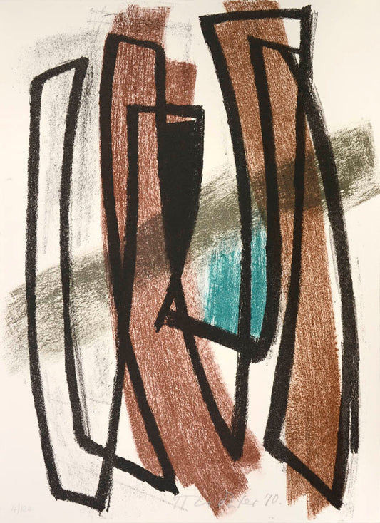 Limited edition 6/124 reproduction of the original manuscript of the poem by Giuseppe Ungaretti, 48 page folio, with 2 original colour lithogrpahs by Hans Richter, that are numbered and signed.