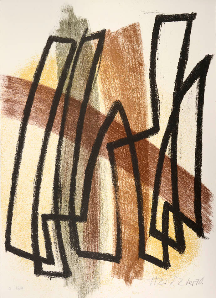 Limited edition 6/124 reproduction of the original manuscript of the poem by Giuseppe Ungaretti, 48 page folio, with 2 original colour lithogrpahs by Hans Richter, that are numbered and signed.