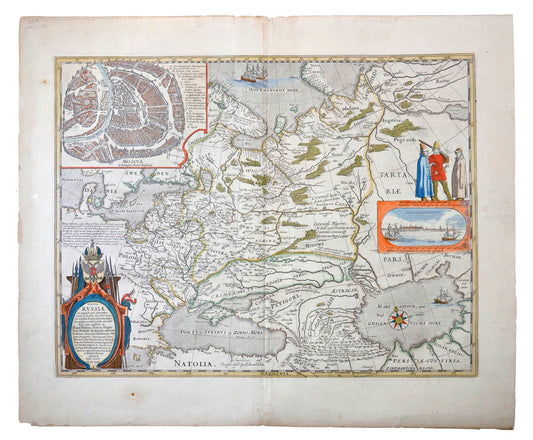 A very good hand-coloured example of Hessel Gerritsz's map of Russia. 